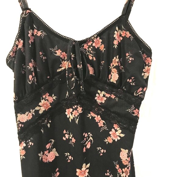 Wild Sky maxi dress women XS black/pink floral baby doll Y2K whimsigoth lace - Picture 3 of 11